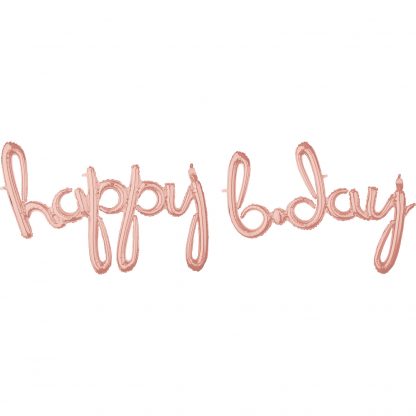 "Happy Bday" Rose Gold Script Phrase - Foil
