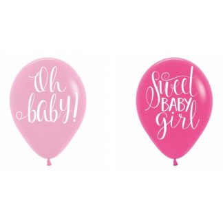 Floral Baby 4 Sided Latex Balloons 11"/28cm - 1 PKG/6
