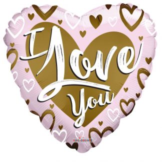 Valentine's I love you Gold and Pink Heart Jumbo Balloon - 36" Foil
