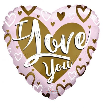 Valentine's I love you Gold and Pink Heart Jumbo Balloon - 36" Foil