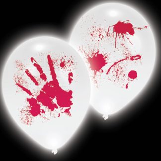 Halloween Bloody Hands LED Latex Balloons 11"/27cm - 1 PKG/4