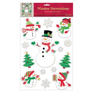 Snowman Embossed Christmas Vinyl Window Decorations - (1ct)