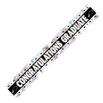 Black, White, Silver, Gold Graduation Foil Banner 2.7m - 1 PC