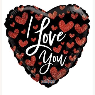 I Love You Hearts Valentine's Holographic Balloon - 18" Foil