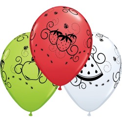 Outdoor Picnic - Red, White & Lime Green Balloons - 11" Latex (25ct)