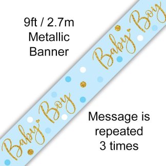 Sparkling Baby Boy Birthday Banner - (6ct) 9ft / 2.7m