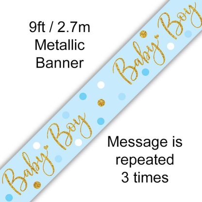Sparkling Baby Boy Birthday Banner - (6ct) 9ft / 2.7m