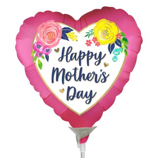 Mini Floral Pink Watercolour Mother's day Shape Balloon - 9" Foil