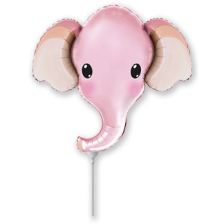 Mini Elephant Head Pink Air-Filled Balloon – Foil 14"