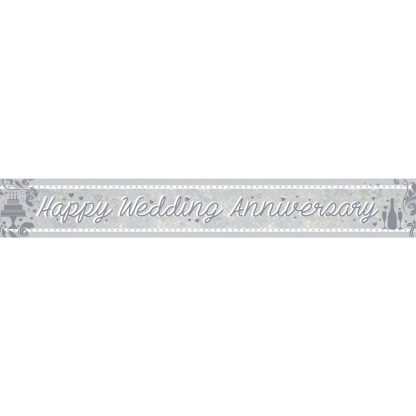 Happy Anniversary Holographic Foil Banners  2.7m - 6 PC
