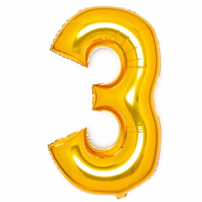 Gold Number 3 Balloon - 34" Foil