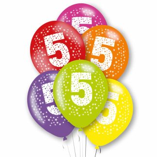 Age 5 Primary Mix Latex Balloons 11"/27.5cm - 1 PKG/6