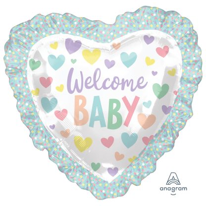 Baby Ruffle Heart SuperShape Foil Balloons  - foil 28"/71cm w x 28"/71cm h