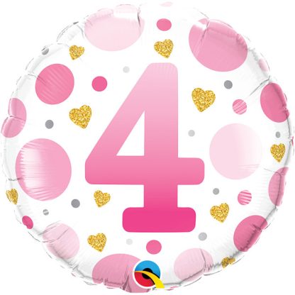 PINK DOTS AGE 4  - 18" Foil