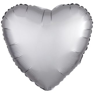 Silk Lustre Silver Heart Standard Foil  - 18" foil (10 pack) Unpackaged