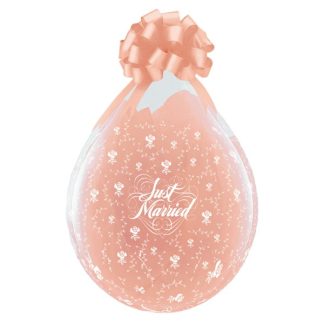 JUST MARRIED FLOWERS-A-ROUND  DIAMOND CLEAR- 18"stuffing Balloons