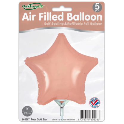 Rose Gold Star 9"  Packaged x 5pcs