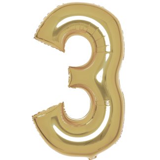 White Gold Number 3  Balloon - 34" Foil