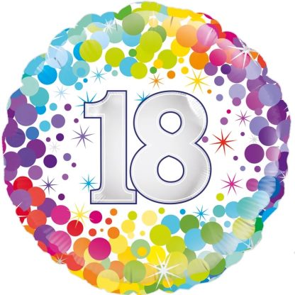 18th Colourful Confetti Birthday Balloon - 18" Foil