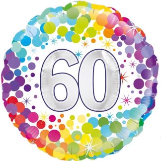 60th Colourful Confetti Birthday Balloon - 18" Foil