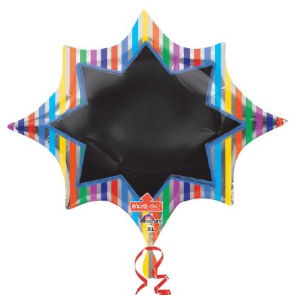 Multi Stripe Blackboard Marquee Write-On Balloon - (35"x 29") Foil