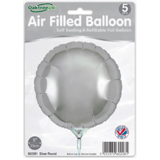 Silver Round 9" Packaged Self Sealing x 5pcs