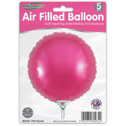 Pink Round 9" Packaged Self Sealing x 5pcs