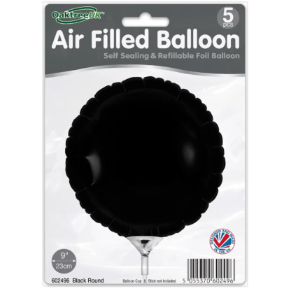 Black Round 9" Packaged Self Sealing x 5pcs