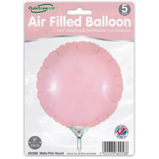 Matte Pink Round 9" Packaged Self Sealing x 5pcs