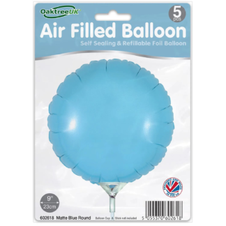 Matte Blue Round 9" Packaged Self Sealing x 5pcs