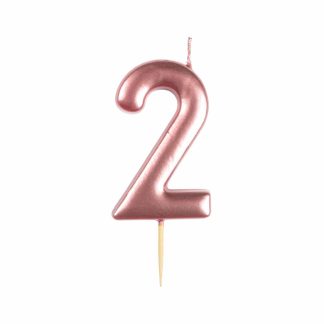 #2 Metallic Rose Gold Finish Numerical Candle (6cm) - 1 PC