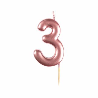 #3 Metallic Rose Gold Finish Numerical Candle (6cm) - 1 PC