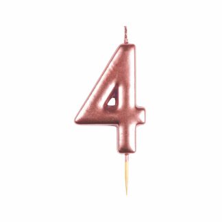 #4 Metallic Rose Gold Finish Numerical Candle (6cm) - 1 PC