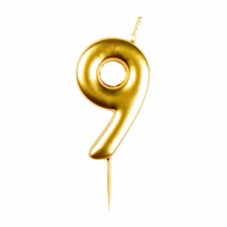 #9 Metallic Gold Finish Numerical Candle (6cm) - 1 PC