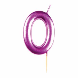 #0 Metallic Pink Finish Numerical Candle (6cm) - 1 PC