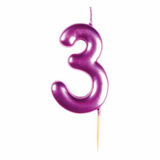 #3 Metallic Pink Finish Numerical Candle (6cm) - 1 PC