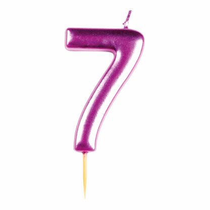 #7 Metallic Pink Finish Numerical Candle (6cm) - 1 PC
