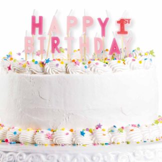 Happy 1st Birthday Pink Pick Candles 2cm - 1 PC
