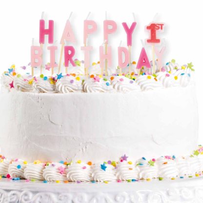 Happy 1st Birthday Pink Pick Candles 2cm - 1 PC