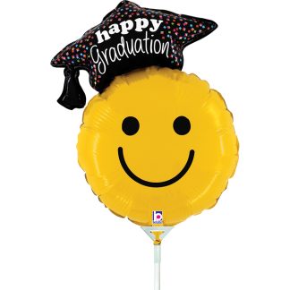 Mini Graduation Smiley Shape Air-Filled Balloon – 14″ Foil