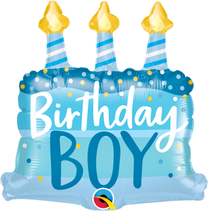 Mini Birthday Boy Cake & Candles Shape Air-Filled Balloon – 14" Foil