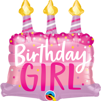 Mini Birthday Girl Cake & Candles Shape Air-Filled Balloon – 14" Foil