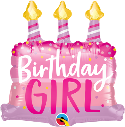 Mini Birthday Girl Cake & Candles Shape Air-Filled Balloon – 14" Foil