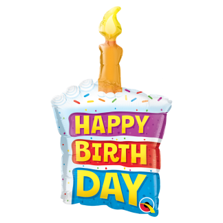 Mini Birthday Rainbow Cake & Candle Shape Air-Filled Balloon – 14" Foil