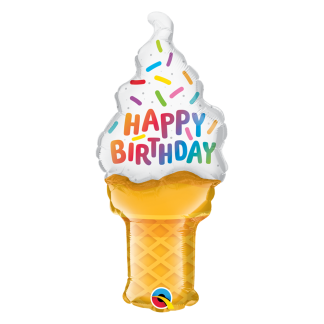 Mini Birthday Ice Cream Cone Shape Air-Filled Balloon – 14" Foil