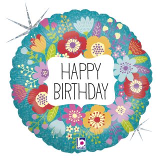 Mini Wildflower Happy Birthday Air Filled Balloon - 9" Foil