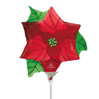 Mini Poinsettia Christmas Shape Air-Filled Balloon – Foil 14"