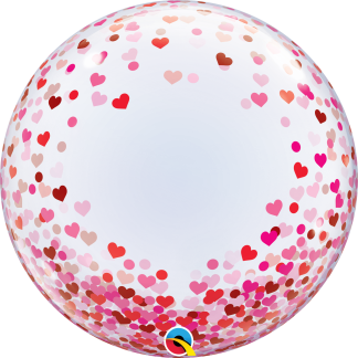 Red & Pink Confetti Hearts Balloon - 24" Deco Bubble