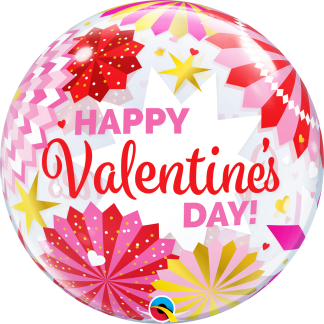 Valentine's Day Paper Fans Balloon - 22" Bubble