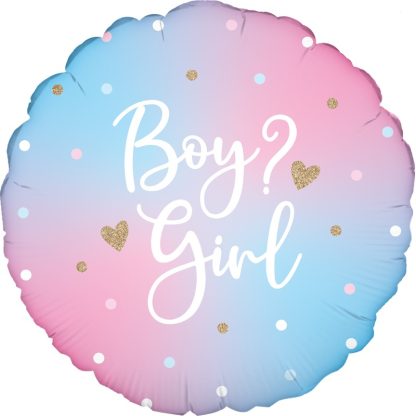 BRIGHT PASTEL Gender Reveal HOLOGRAPHIC Balloon - 18" Foil